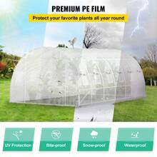 15x7x7ft & 20x10x7ft Walk-In Tunnel Greenhouse, Portable Plant Hot House With Galvanized Steel Hoops, Top Beam, Diagonal Poles, Zippered Door & Roll-Up Windows, White - 20 x 10 x 7 英尺 - 查看 4