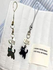 1-Piece Cute Black Kitten Keychain, Simple And Fun CCD Lanyard, Phone Strap, Multi-Functional Accessory Compatible With Android And Most Smartphone,Gifts For Mother, Family, Friends, Kids, Birthday, Holiday Phone Chain - Multicolor - View 7
