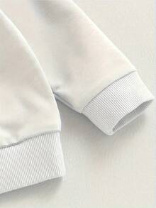 2026 LC Fashion Comfortable Classic Happy Letter Print Plus Size Women's Sports, Suitable As A Family And Friends Casual Daily Wear Hoodie Autumn And Winter, Unisex, Fall Clothes Plus Size, Sweatshirt, Fall Clothes Women,, Vacation Outfits Women, Valentine's Gifts, Summer Outfits Tops - 白色+橙色 - 查看 4