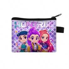 1pc HUNTRX/K-POP Chibi Print Coin Purse, Lightweight & Portable, PU Material, Zipper Closure, Coin/Card Storage, Student Daily/Fan Merchandise Accessory - Multicolor - View 30