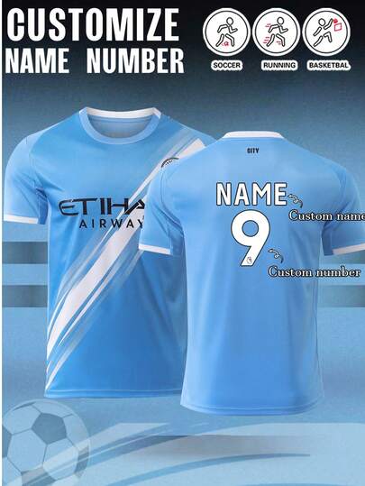 1 Áo bóng đá tùy chỉnh, Áo bóng đá nam cá nhân hóa, Áo thun thể thao nam, Áo thun nam mùa hè, Áo bóng đá nam có số tùy chỉnh, Thích hợp cho bóng đá, cầu lông, bóng rổ, đạp xe