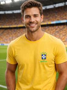 Brazil Unisex T-Shirt World Cup 2026 National Team Fan Version 100% Cotton Summer Regular Fit None - 黃色 - 查看 2