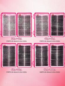 576/544 Individual/32 Pairs Of Cartoon-Style False Eyelashes, With A Natural Look, Resembling The Eyelashes Of A Fairy. Suitable For Beginners, Single Eyelashes, D-Shaped Curly Clusters Of Eyelashes, Large Capacity Sets, Beginner-Friendly False Eyelash Extension Sets, Including Glue, Sealant And Tweezers. - Black - View 10