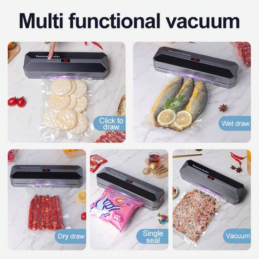 1pc Rechargeable 1800mAh Portable Vacuum Packaging Machine, Food Sealing Vacuum Sealing Machine, Sealing Machine With Vacuum Bag, Dry And Wet Food Preservation Packaging Machine ﻿ - Multicolor - View 1
