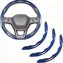 3pcs/Set Steering Wheel Cover, Car Accessories, Carbon Fiber Anti-Slip Steering Wheel Cover, Segmented And Butterfly Design, Fits 99% Vehicles, Segmented Anti-Slip Steering Wheel Protector, Carbon Fiber Steering Wheel Cover, Anti-Slip, Anti-Scratch, Universal For Cars, SUVs, Trucks Interior (Black, Red, White, Blue) - 3-piece Set - View 3