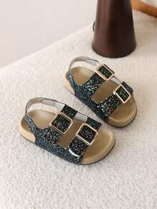 1双儿童夏季凉鞋，新款童鞋，露趾沙滩鞋，女童夏季鞋，时尚款 - 黑色 - 查看 5