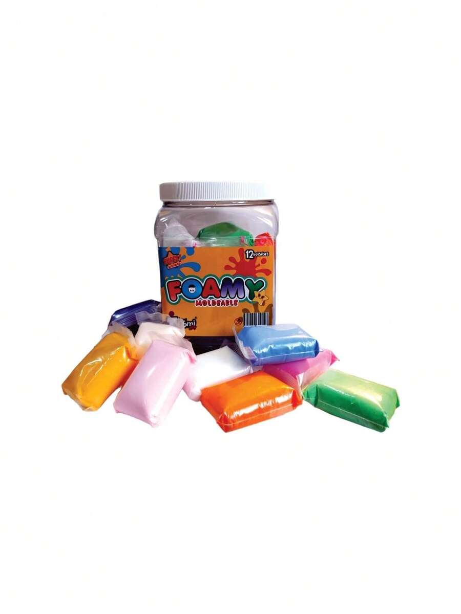 Fomi Moldeable de Colores para Manualidades Foamy Moldeable Suave y Fácil de Usar Ideal para Escolares Proyectos Creativos Arte y Decoración Modelado para Niños y Adultos (12 piezas) (1),40853832 - Multicolor - Ver 1