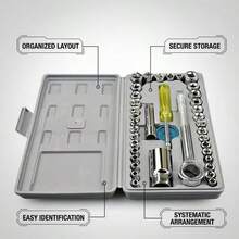 ONEEKA 40 Piece Car Repair Tool Set, Hand Tool Set For General Home Repairs. - Light Grey - View 3