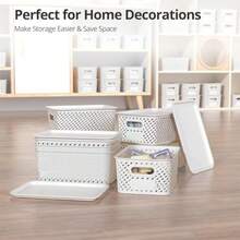 zxxCestas de Plastico con Tapa para Almacenamiento Caas b Pequeñas para Almacenamiento Cestas de Almacenamiento para Organizar Estantes Caones Escritos Armas Oficinas Blancocaja de oficina - Blanco - Ver 6