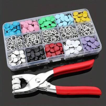 100/200pcs Durable Metal Snap Buttons Kit With Pliers, Suitable For DIY Crafts, Clothing, Hats, Bags, No Sewing Required, For Beginners And Professionals, Fastening Buttons On Clothes, Shoes, Bedding