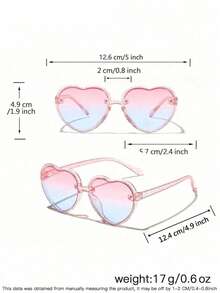 2 pièces/set Lunettes de soleil à la mode pour filles de 5 à 9 ans, avec monture papillon en forme de cœur en polycarbonate brillant, design d'œil de chat. Comprend un étui à lunettes. Idéal pour l'extérieur et les voyages. - Multicolore - Voir 6