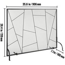 Fireplace Screen Single Panel, Sturdy Iron Mesh Fireplace Screen, 35.6"(L) X28.4"(H) Spark Guard Cover, Simple Installation, Free Standing Fire Fence Grate For Living Room Home Decor Modern - Structured Black - View 10