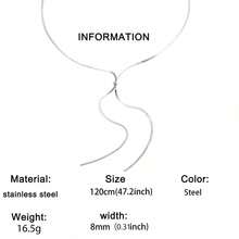 1pc Fashionable Stainless Steel Minimalist, Elegant, Luxury And Versatile Long Snake Chain Titanium Steel Necklace, Designed With Luxury And High-Quality Feel, Suitable For Women To Attend Parties, Romantic Holidays, Dates With Friends, Fashion Shows, Bars, Travels, Offices, Vacations, Galas, Beaches And Romantic Trips. - necklace - View 8