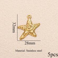 1/5pcs Stainless Steel Fashion Charms Butterfly, Starfish, Star, Flower, Coral Pendants DIY Necklace & Earring Jewelry Making Suitable For Everyday Wear - Pendants - View 8