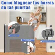 CYMeeyoga Puerta De  - 300 * 106CM Puerta para Perros RetráctilPuerta De  De Malla para Perros Y Mascotas para Escaleras Cocina Pasillo Interior Y Exterior-Gris - Gris - Ver 5