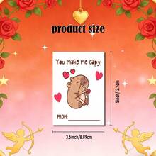 24 Capybara Valentine's Day Cards - Fun Capybara-Themed Greeting Cards With Customizable Names/Greetings, Including Cute Animal Patterns, Suitable For Birthdays, Thank You Letters, Love And Friendship Gifts, New Year's Gifts - màu đen - Xem 6