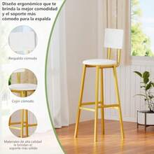 Sillas para la sala de estarCuezal Set de 2 Bancos para Barra de Cocina Taburetes de Bar Silla a para Barra con Patas Mlicas Rezadas Carga 150KG 96  Cocina Restaurante Banco o con Tapizado de PU llo DoradoLiving Room Chairs - Amarillo Dorado - Ver 3