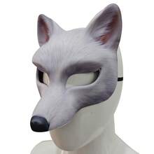 1件装嘉年华派对动物服装狐狸角色扮演面具 - 白色 - 查看 6