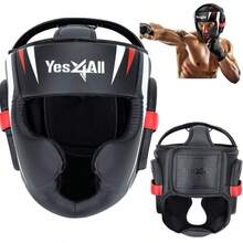 Extreme Full Face Boxing Helmet, Adjustable Sparring Guard, Martial Arts Head Guard With PU Leather For Muay Thai,... - AMedium - View 1
