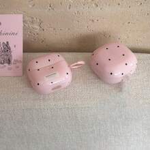 Minimalist Pink Base Black Polka Dot Earphone Case With Hanging Loop, Compatible With Huawei Freebuds 7i, Freebuds 2, Freebuds SE3, Freebuds 5i, Pro 3 Earphone Cases, Cute Korean Style - Pink - View 8