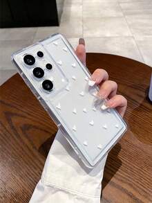 1个极简透明TPU手机壳，饰有白色爱心图案，防震，适合作为节日礼物，兼容三星Galaxy S22/23/24/25/A05/A05S/A53/A54/A55等机型。 - 彩色 - 查看 2