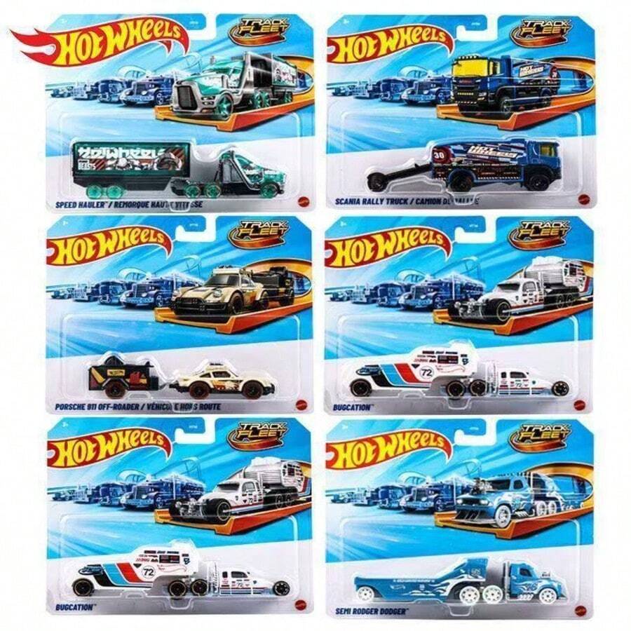 Hot Wheel 1:64 合金收藏车模型 5.5 英寸赛车运输车收藏车,适合 3 岁及以上儿童,HYT56 斯堪尼亚拉力卡车 911 速度运输车收藏爱好,男孩生日礼物,1 套 - 彩色 - 查看 1