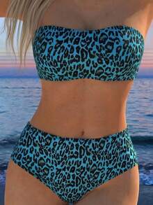 Bộ bikini 2 mảnh cạp cao họa tiết da báo gợi cảm, kiểu dáng châu Âu và Mỹ, thích hợp cho kỳ nghỉ hè trên bãi biển. - Nhiều màu - Xem 3