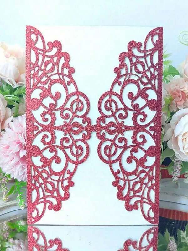 1pcs Glitter Gold Invitation Cards Personalized Greeting Card For Wedding Birthday Baptism 15th Años Quinceanera Party Decorations Supplies (No Inserts, No Envelopes) Summer Gifts Beach Back To School School Supplies Room Decor