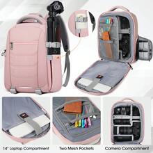 NEWHEY 14-Inch Waterproof Anti-Theft Professional DSLR Camera Backpack, Laptop Bag, Large Capacity Photography Backpack, Pink - Multicolor - View 2