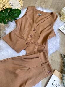 Women's Vest And Shorts Set With Bag SP018 - Màu Khaki - Xem 2