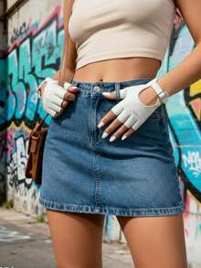 1 双女士时尚紫红色半指 PU 皮手套，适合朋克、夜总会、嘻哈表演、摄影、舞蹈、摩托车骑行、派对、钢管舞、婚礼、万圣节、圣诞节 - 玫紅色 - 查看 4