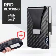 RFID Blocking Minimalist Slim Card Holder, Men's Business Holder Pocket Cash Credit Slim Wallet, American Flag Artcraft Card Holder With Money Clip, Men's Wallet - Carbon Fiber - 查看 3