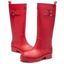 Damen Regenstiefel, rutschfeste Gummistiefel wasserdicht Garten Matsch Stiefel langanhaltend rutschfest, hohe wasserdichte Schuhe bequeme Angelstiefel knöchelhoch, Frauentag, Reiseaccessoires, Hochzeitsgeschenke, Y2K, Schlafzimmer, Kfz-Zubehör für Frauen, Küchendekoration, Süße Sachen - Rot - Übersicht 3