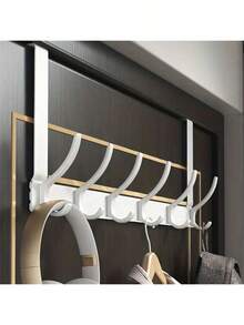 1pcs 18cm High Over Door Hanger With Hooks, Easy To Install, No Drilling Required, Hanging Metal Over Door Hanger For Hats, Keys, Home Space Saving Storage, Suitable For Entryway, Bathroom, Bedroom, Home, Dormitory, His Comments, Hanging His Bag, Hanger, Interest, Relationship, Wall Shelf, Wall Hanger, Adhesive, Door Hook, Wall Sticker, Comments - Multicolor - View 4