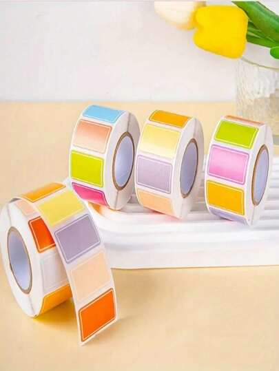 500张/卷 彩色防水自粘标签 - 空白手写姓名和分类索引贴纸，小型便签标签，耐用防水标签，易于整理、标记和制作姓名标签 - 适用于办公室、学校和家庭使用，多用途姓名和分类贴纸，可用于整理、礼品包装、学习用品、派对用品、办公用品、家居用品等。