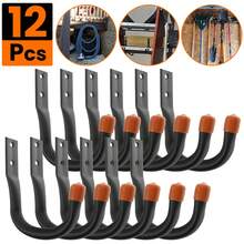12 Packs Garage Storage Hooks Wall Mount Workshop Organizer - Schwarz - Übersicht 3