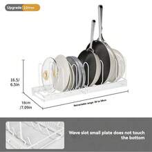 1 pieza Soporte ajustable multifuncional para tapa de olla - Línea ondulada blanca mejorada - Ver 8