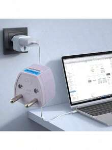 1 Set Travel Power Adapter, Universal Plug Converter From AU/UK To EU, AC 250V EU Type E/F Socket (White)