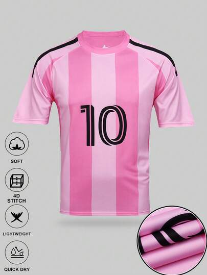 SURUIDA 迈阿密男子足球队10号球衣，圆领户外舒适运动服，适合足球比赛、训练、日常健身以及作为休闲礼物。