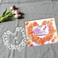 Creative Love And Maple Leaf Dies, DIY Scrapbooking Album And Embossing Stencil, Greeting Card Making Tool, Card Paper Cutting Crafts ,Gift Card Making Template Die Cuts. - Silver - View 3