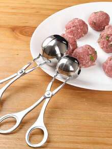 1 cái muỗng múc thịt viên bằng thép không gỉ chống dính, chống trượt, có tay cầm chống trượt, kẹp muỗng múc thịt viên, khuôn làm thịt viên, khuôn làm cơm viên, dụng cụ làm thịt viên, muỗng múc kem, dụng cụ nhà bếp - Bạc - Xem 2