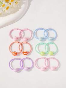 10pcs Cute Cartoon Round Ball Elastic Hair Ties, Gentle On Hair For Daily Use - Multicolor - View 3