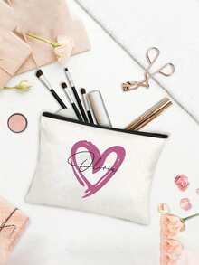 1 Túi đựng mỹ phẩm hình trái tim có thể tùy chỉnh tên, túi đựng mỹ phẩm giặt máy dành cho nữ, túi đựng đồ vệ sinh cá nhân di động, túi đựng mỹ phẩm xách tay cho nữ, túi du lịch có khóa kéo, hộp đựng đồ, túi trang điểm, nhẹ và có thể gấp gọn, thích hợp sử dụng hàng ngày, sinh nhật, ngày lễ, tựu trường, mùa hè, bãi biển, du lịch, đi làm, sinh viên, dã ngoại, cắm trại, cất giữ đồ dùng hàng ngày. - Nhiều màu - Xem 5