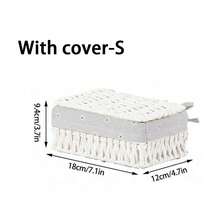 1 pieza/3 piezas Cesta de almacenamiento tejida, Cesta de almacenamiento con tapa para escritorio, Cesta de almacenamiento tejida hecha a mano, Caja de almacenamiento de aperitivos para escritorio, Caja de almacenamiento de juguetes para sala de estar, Cesta de almacenamiento de llaves y varios, Cesta de almacenamiento de cosméticos, Artículos de organización y almacenamiento para el hogar en cocina, baño, dormitorio, sala de estar, dormitorio, escritorio de oficina, accesorios de decoración del hogar - Blanco - Ver 14