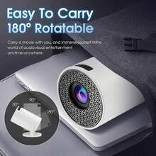 Portable Projector, 180° Adjustable Angle, Fast Focus - Compatible With IOS, Android, Windows And More | Comes With Remote Control, Ideal For Smartphones, USB Devices And Home Cinema
