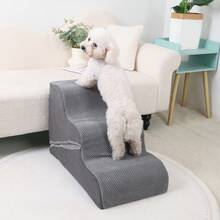 1pc Transformable Pet Stairs, Detachable Ramp & Steps, Washable Foam, For Small/Medium Dogs, Non-Slip Dog Ladder - Grey - View 2