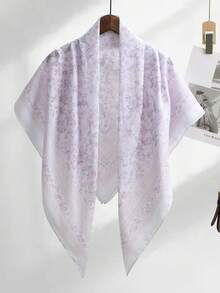 1 Peça Lenço Quadrado Estampado com Planta de 110cm para Mulheres, Hijab de Voile, Floral, Leve, Macio, Confortável, Respirável, Versátil, Hijab Estampado, Lenço de Flor de Alta Qualidade e Atmosfera Delicada, Lenço Decorativo Elegante de Proteção Solar, Lenço Quadrado Multifuncional para Looks, Adequado para Uso Diário, Todas as Estações - Multicolorido - Visão 22