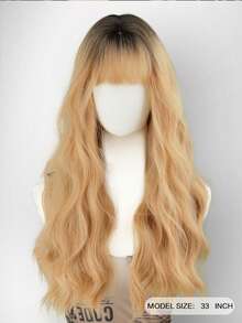 Tóc giả sợi tổng hợp có mái, tóc giả dài xoăn màu vàng ombre, lưới hoa hồng lụa chịu nhiệt mờ, thích hợp cho Giáng sinh, Halloween, tiệc tùng và sử dụng hàng ngày. - Nhiều màu - Xem 4