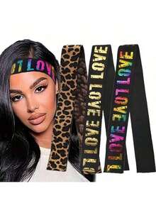 1/3件套时尚弹力发带，新款可调节围巾式弹力发带，带魔术贴，适合女士蕾丝假发 - 彩色 - 查看 1