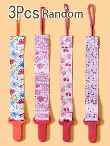 3pcs/Set 2-Sided Floral Pacifier Clips, Baby Teething Toy Holder Leash, Random Pattern - Blue - View 15